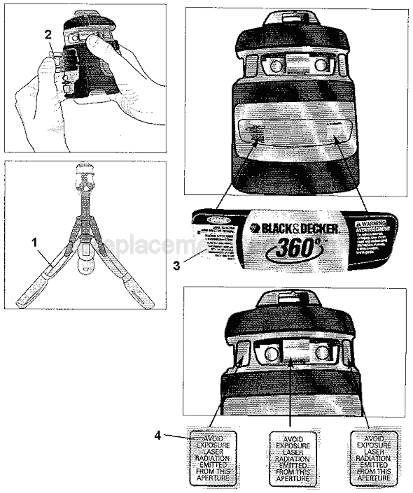 Page A Diagram and Parts List for BDL300S  Black and Decker Laser Level
